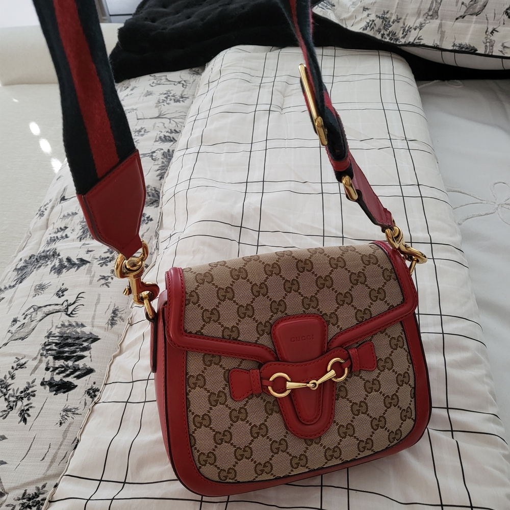 Gucci Beige and Red Crossbody Bag
